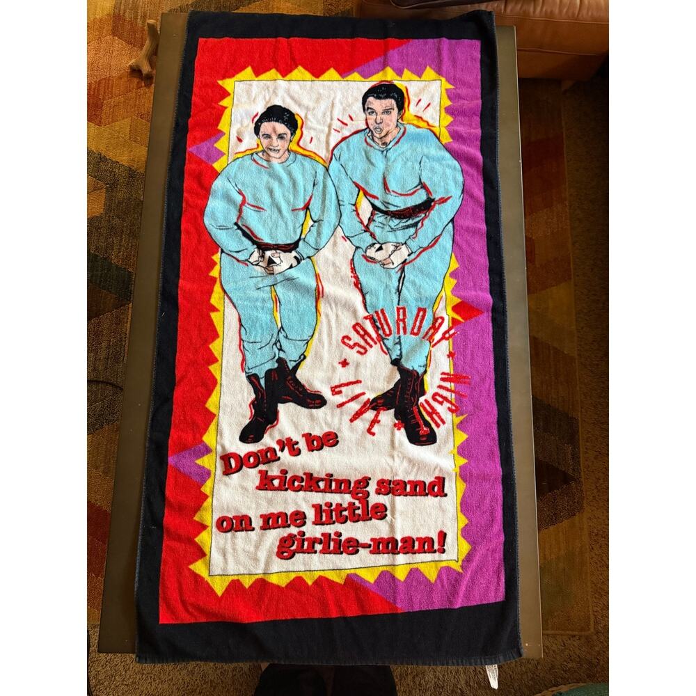 Vintage Rare RA Briggs Hans Franz SNL Saturday Night Live Beach Towel Girlie Man